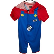 New Nintendo Super Mario Zip Up Hoodie 1pc Pajama Shorts PJs Costume NWT