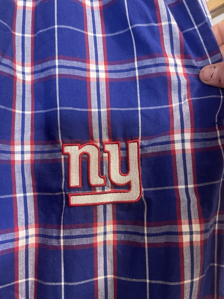 Pantalones de pijama a cuadros con logotipo de los Gigantes de Nueva York para hombre rojos y azules XL ropa de dormir cordón XL Foto 2 de 4