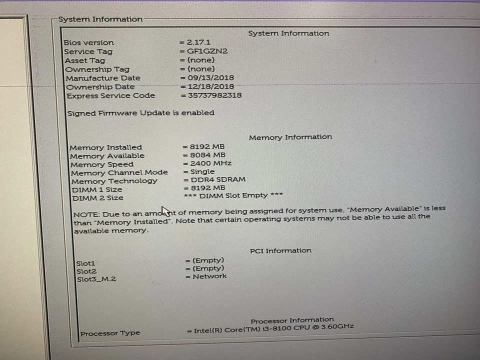 Dell Inspiron 3470 Intel Core i3-8100 3.6GHz 8GB RAM NO HDD NO OS Good - Image 2 of 4