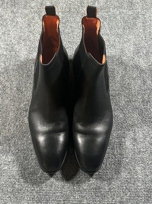 Santoni Men s U.S. 10.5 Black Leather Chelsea Boots Luxury Excellent Condition