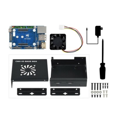 CM4-IO-BASE-BOX-B Mini PC Mini Computer Kit w/ Metal Shell Fan For Pi Module 4