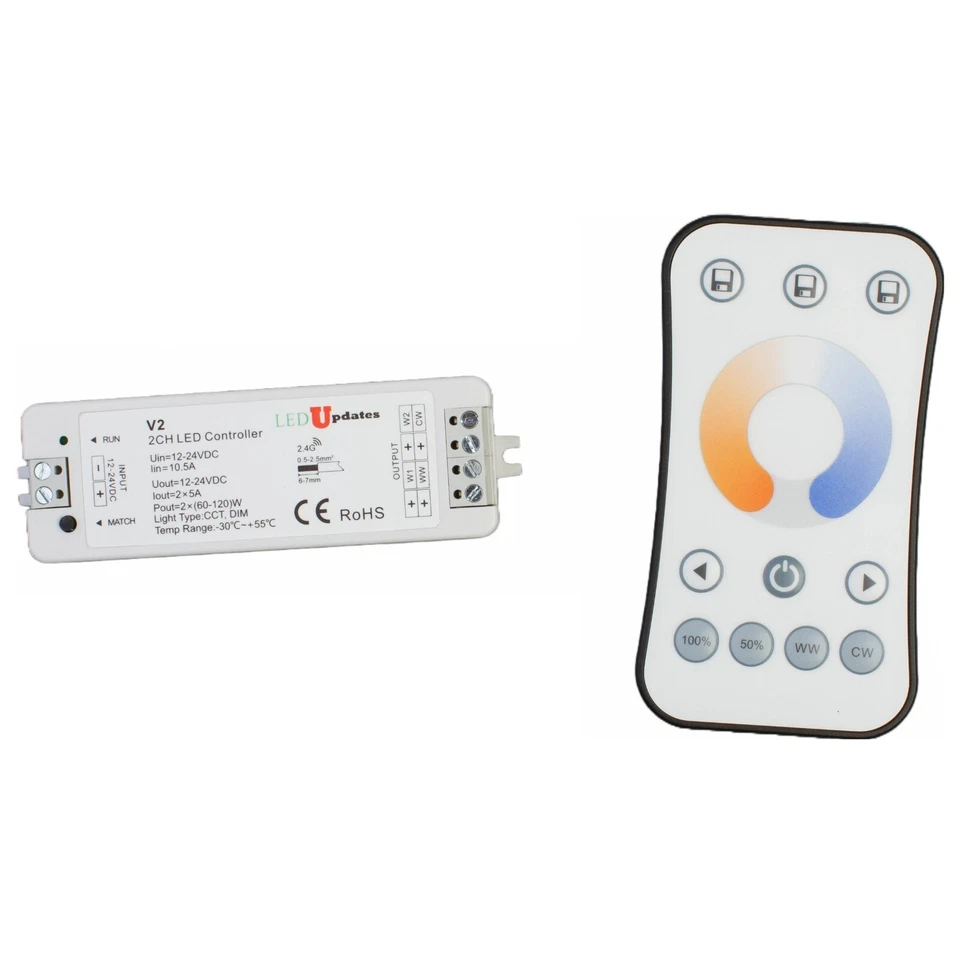 LEDupdates 6000K to 4000K to 3000K CCT controller for LED Strips light + Remote - Image 3 of 3