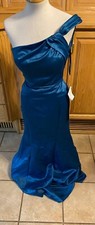 Women s Marilee Madeline Gardner Satin Teal Size 6 Zipper Back Formal Dress