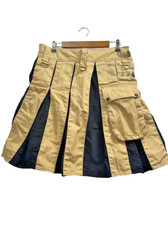 Klassich Scottish Fashion Kilts Khaki And Black Color For Men Traditional Sz 36