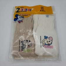 2 PAIR Vintage Infants 2 Size 4-6 1/2 Disney Soft Tube Socks NOS Dumbo Goofy