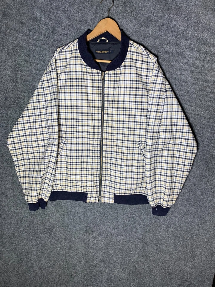 Brooks Brothers Bomber Jacket Multicolor Men's Large Plaid Full-Zip Long Sleeve - Image 3 of 4