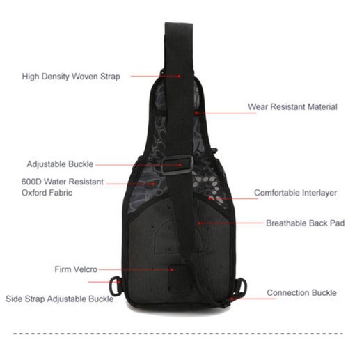 Herrenrucksack Taktische Schlinge Schultertasche Molle Reise Brusttasche Rucksack Outdoor Wandern - Bild 46 von 58