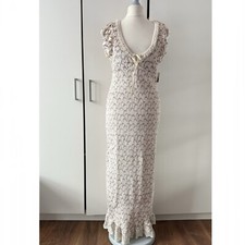 Free People McKenna Velvet Midi Dress Size XS Smocked Short Sleeve