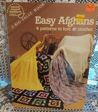 Easy Afghans American School Needlework 4 Knit Crochet Pattern 1984 Leaflet 6006