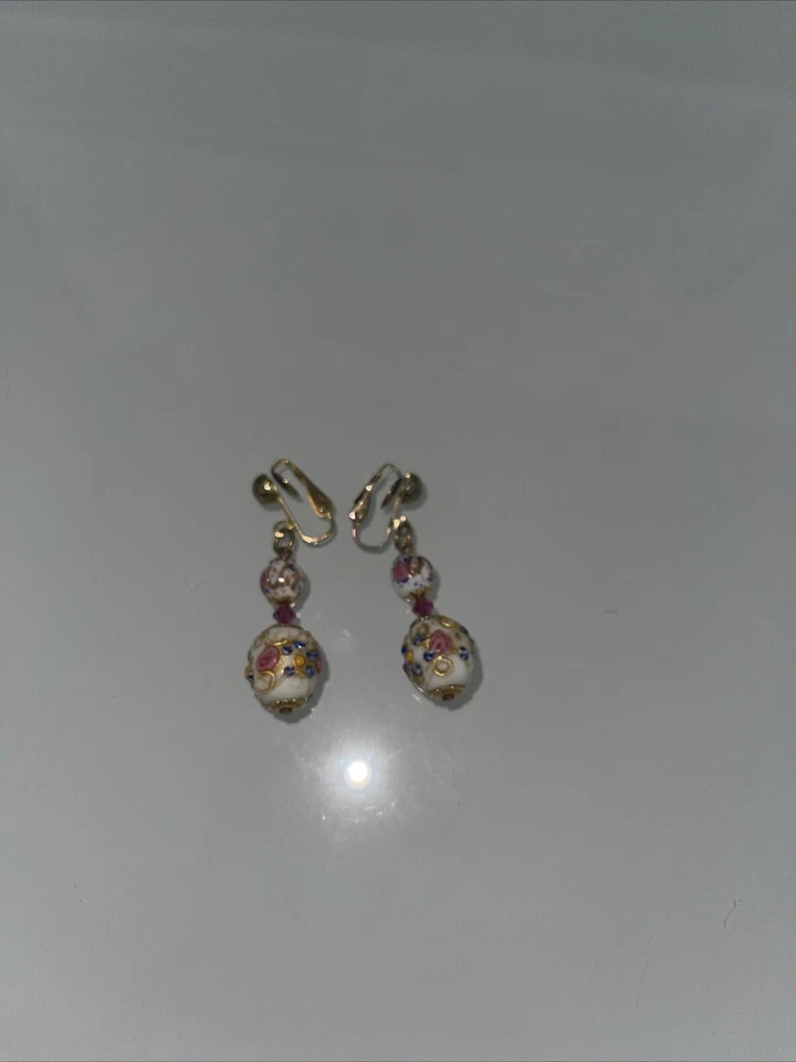 Винтажный подвеской из чистого муранского стекла бусина свадебный торт серьги красивый дизайн - Изображение 2 из 4