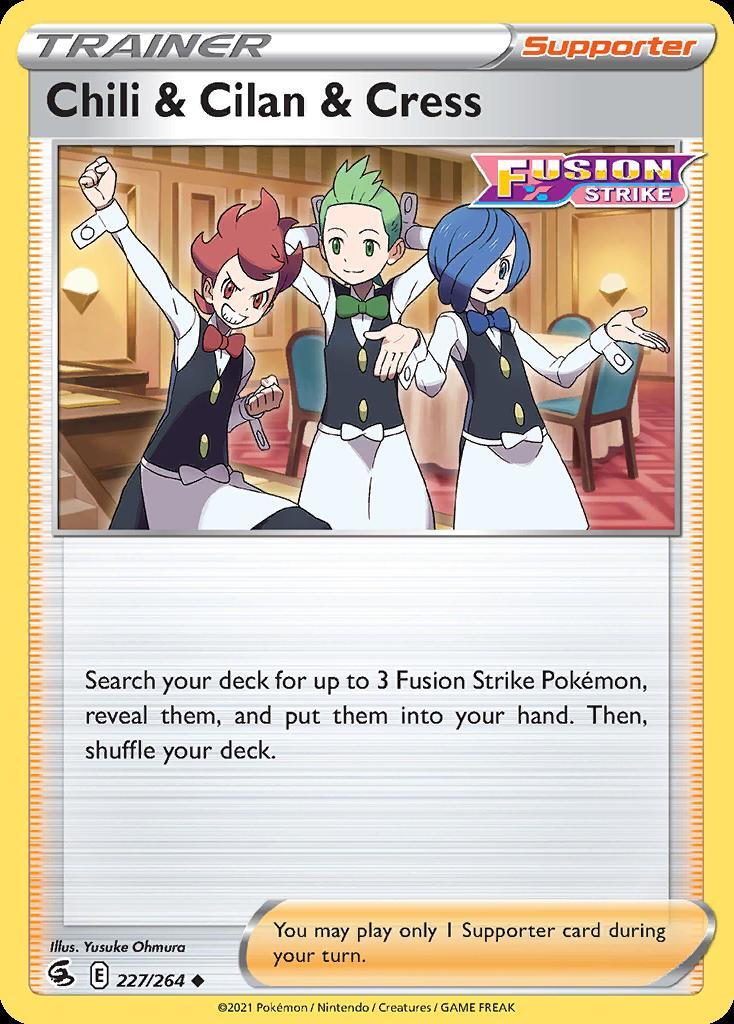 Pokemon Chili & Cilan & Cress (227/286) Fusion Strike LP REVERSE HOLO