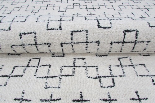 Handarbeit Beige Blau Teppich 100% Wolle 150X230 cm Handgetuftet T822 - Bild 2 von 5