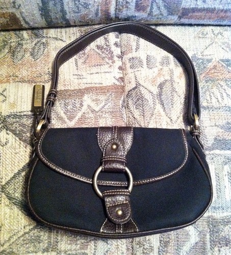 LAUREN "CHAPS" medio a pequeño bolso de mano cartera negro y marrón | eBay