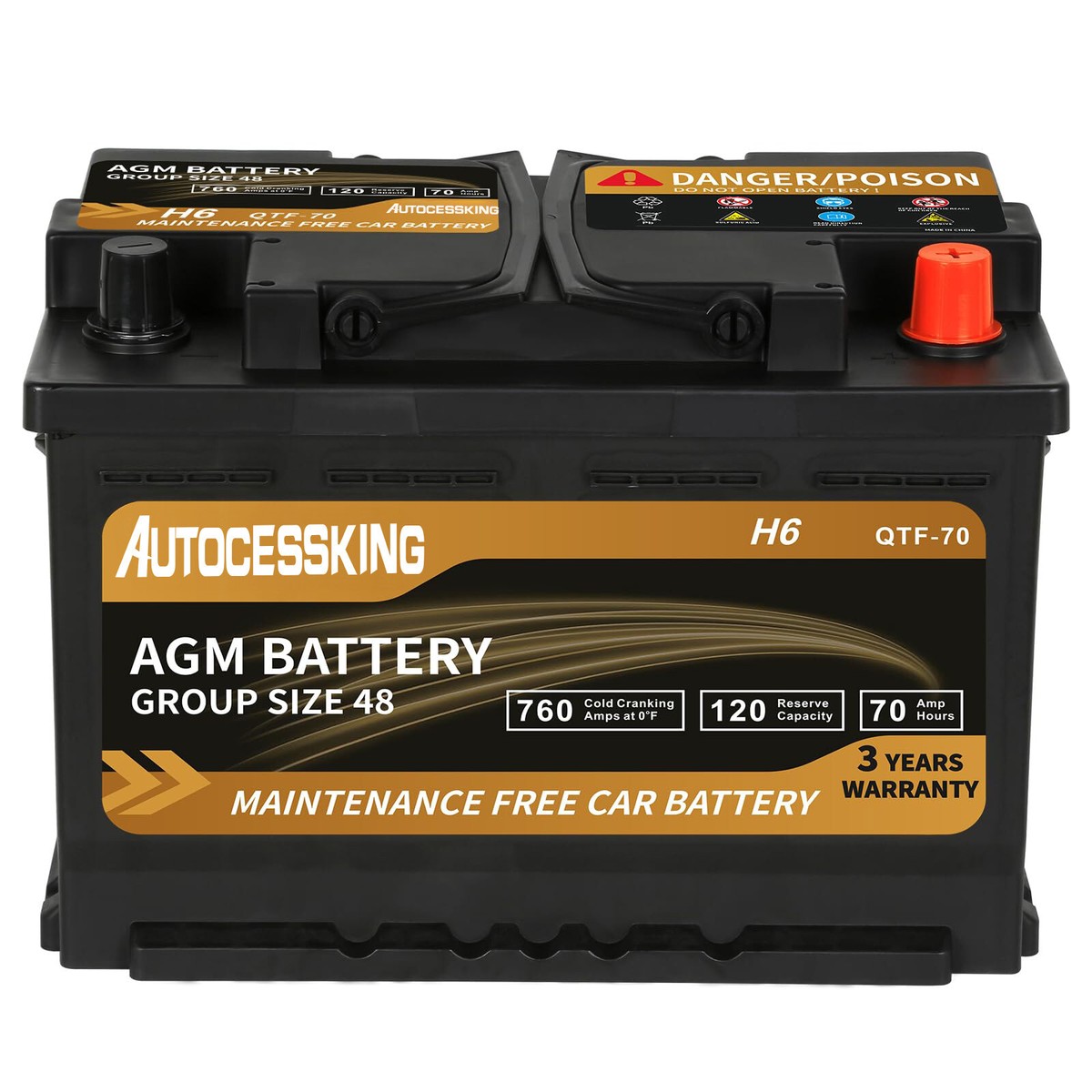 Platinum AGM Battery BCI Group 48 12v 70ah H6 Size 48 Automotive Car Battery