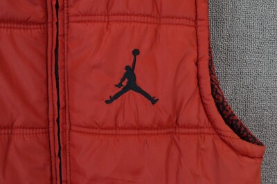 Nike Air Jordan Jumpman Logo Red Full Zip Puffer Vest Youth Sz