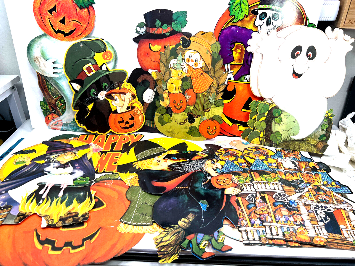 Lot (15) vtg 80s 90s Halloween Decoration Diecut hallmark Monsters