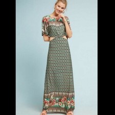 FARM Rio Anthropologie Lila Maxi Cut Out Kimono Sleeves Boho Dress~Size S