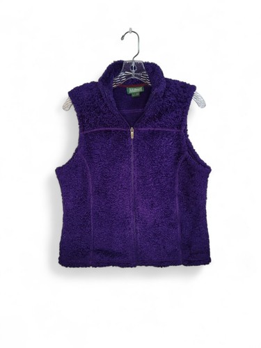 L.L. Bean Purple Polartec Fleece Vest Stand Up Collar Size Small Full Zip Coat