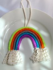 Rainbow Macram  Gift kids Baby shower Nursery Wall hanging Car Charm Indoor boho