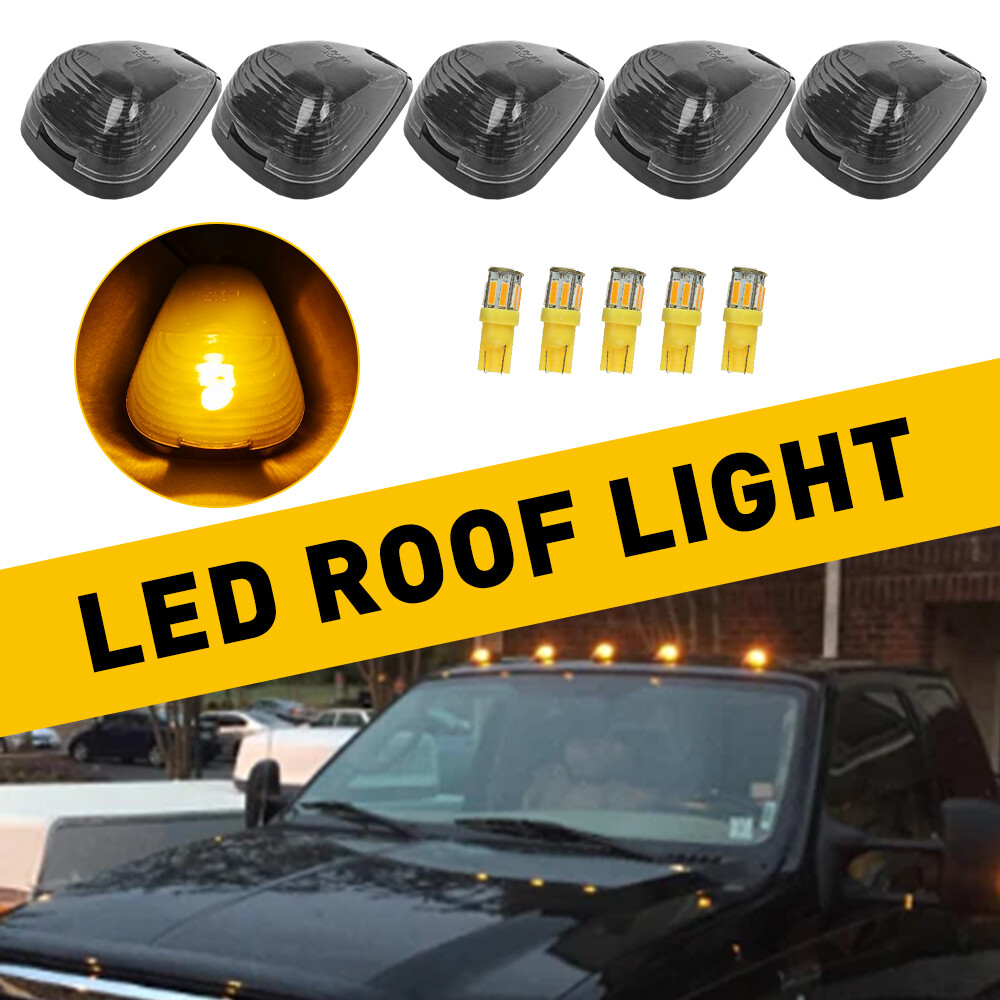 5X Amber LED Cab Roof Marker Lights Kit For 99-16 Ford F250 F350 F450 Super Duty