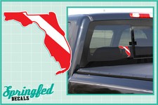 FLORIDA Shaped DIVE Flag Vinyl Decal Car Truck Sticker SCUBA Diving Decal