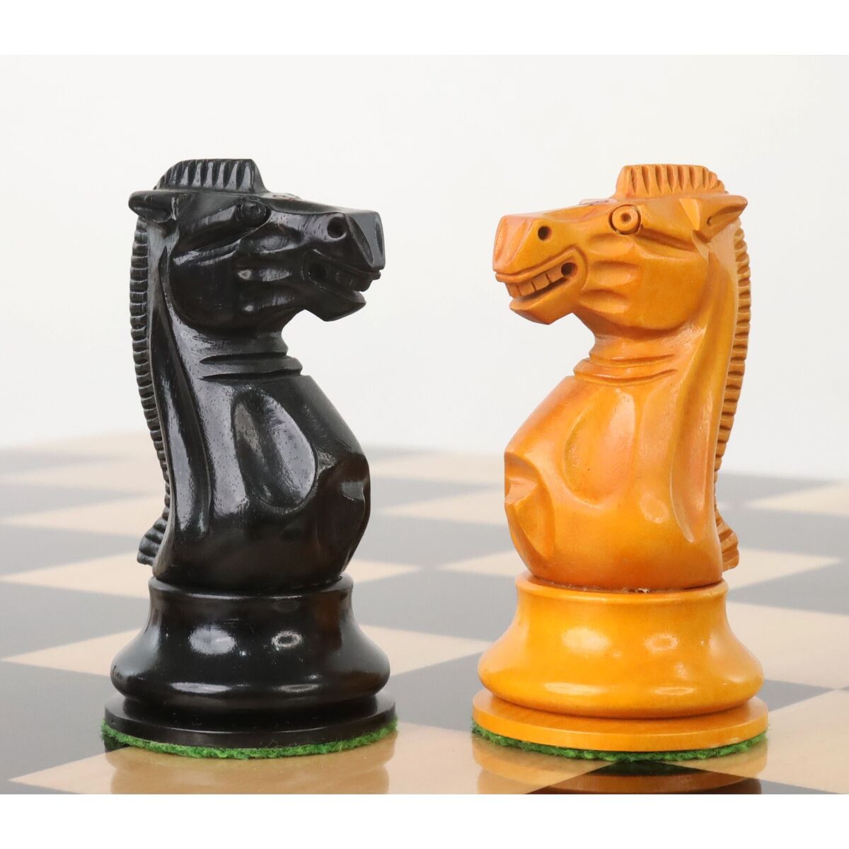 Reproduced Antique Circa 1895 Ayres English Made Club Chess Pieces in Ebony  / Antiqued Box Wood - 4.3 King