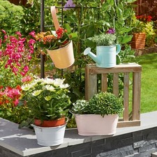 Plant Pots Flower Planter Garden Watering Can Metal Balcony Flower Hanging Pot