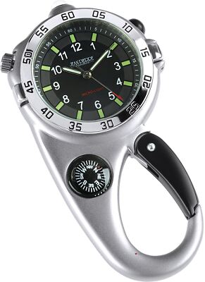 Multi function Silver Adventure Watch Compass Flashlight Magnifying Glass Clip