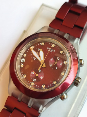 SWATCH+IRONY DIAPHANE CHRONO+SVCK4054AG FULL BLOODED BURGUNDY+NEU/NOS