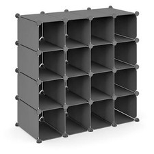 Vinsani Interlocking 16 Section Multi-Purpose Cube Shoe Rack Organiser 