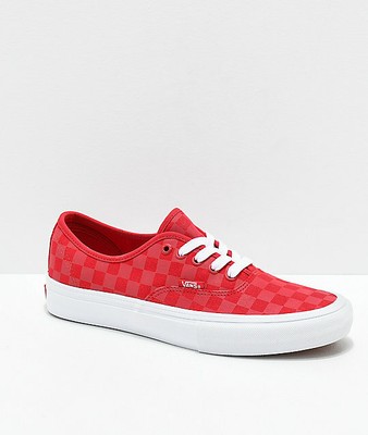 all red checkerboard vans