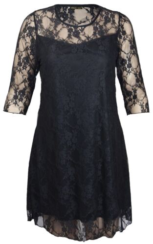 New Womens 3/4 Floral Lace Party Plus Size Dress 14-28 - Picture 1 of 2