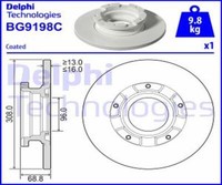 Delphi 2X Bremsscheibe Hinten Ø308 Mm Voll Beschichtet FüR Ford Transit Kasten