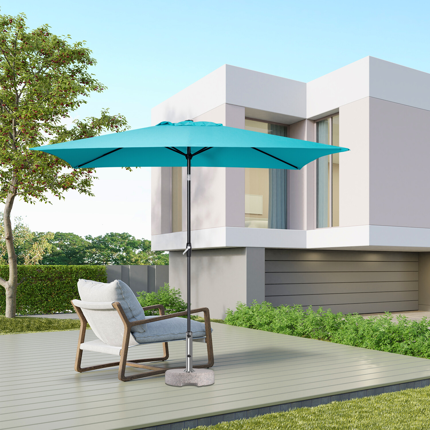 300 x 200 cm Alu Gartenschirm Rechteckig Sonnenschirm XL Marktschirm mit Kurbel