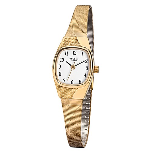 Regent Damen-Armbanduhr gold Analog F-624 Edelstahl-Armband URF624 - Afbeelding 1 van 7