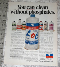 1970 Amway Vintage Print Ad Cleansers No Phosphates L.O.C. Cleaning Products