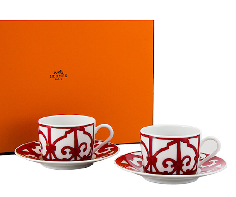 Hermes Guadalquivir Red Tea Cup Saucer Tableware 2 set Coffee