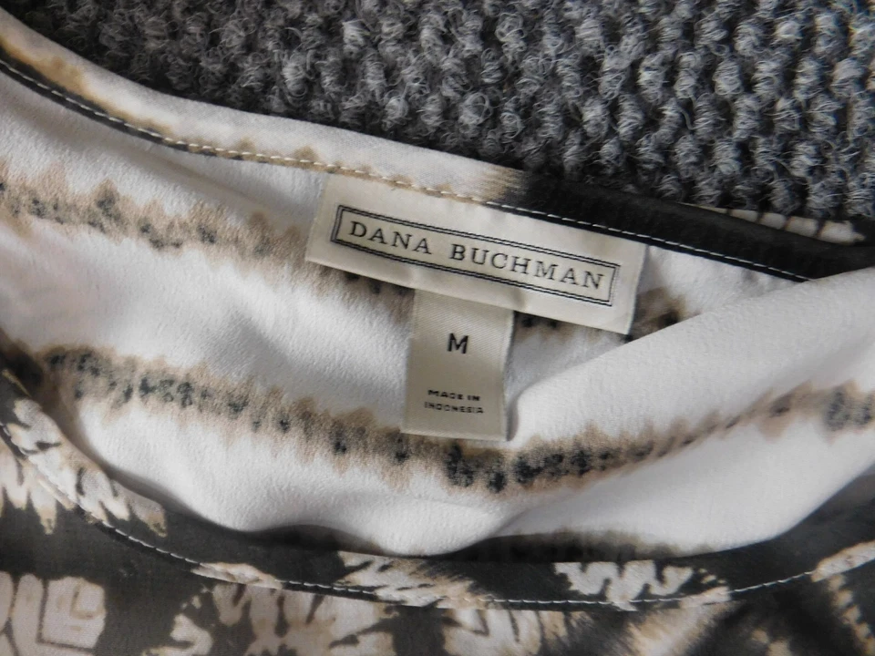 Blusa Dana Buchman Mujer Mediana Marrón Jersey Elástico Top Forrado Top Transparente Foto 4 de 4