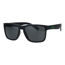 KUSH Sunglasses Men's Matte Black Square Rectangular Frame UV400 Black - Green