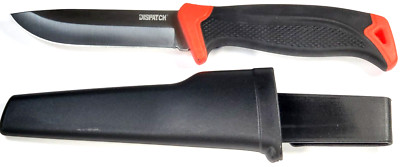 DISPATCH Fixed-Blade Hunting Knife & Kydex Case, Black & Orange (DP0143-RD)