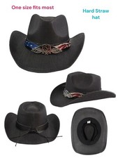 WESTERN Usa Black COWBOY RODEO HAT STRAW STYLE COWBOY One Size Fix s Most
