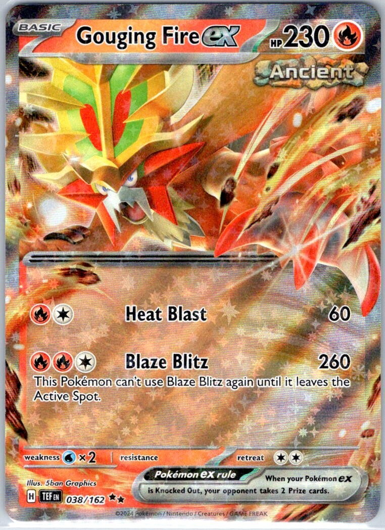 Gouging Fire ex 038/162 – Double Rare – 2024 Pokémon S&V Temporal Forces – NM