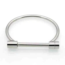 Screw Cuff Silver Bracelet Steel Screw Polished Bar Bangle Women's Mens Bracelet