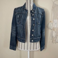 Vintage Express Dark Blue Denim Jean Jacket Size Medium