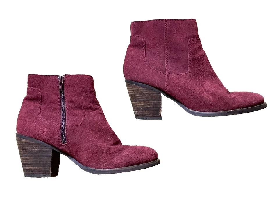 Seychelles Rojo Gamuza Cuero Tacón Vaquero Western Cremallera Botas Botines al Tobillo 8 Foto 2 de 4