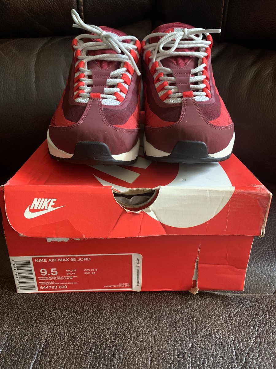 Size 9.5 - Nike Air Max 95 JCRD University Red | eBay