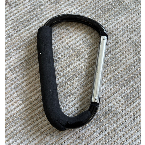 Foam Grip Carabiner Stroller Hook Clip Hanger for Bags Black Silver