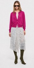 ZIMMERMANN Magenta Wool Angora Cardigan Batwing 3/4 Sleeve Gold Button Size 0 XS
