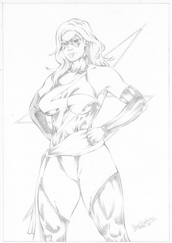 💥Miss Marvel (09"x12") comic art by Yuri Delmiro - TramaStudio💥