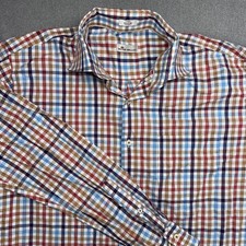 Peter Millar Mens Large Long Sleeve Plaid Button Down Shirt 100 Cotton